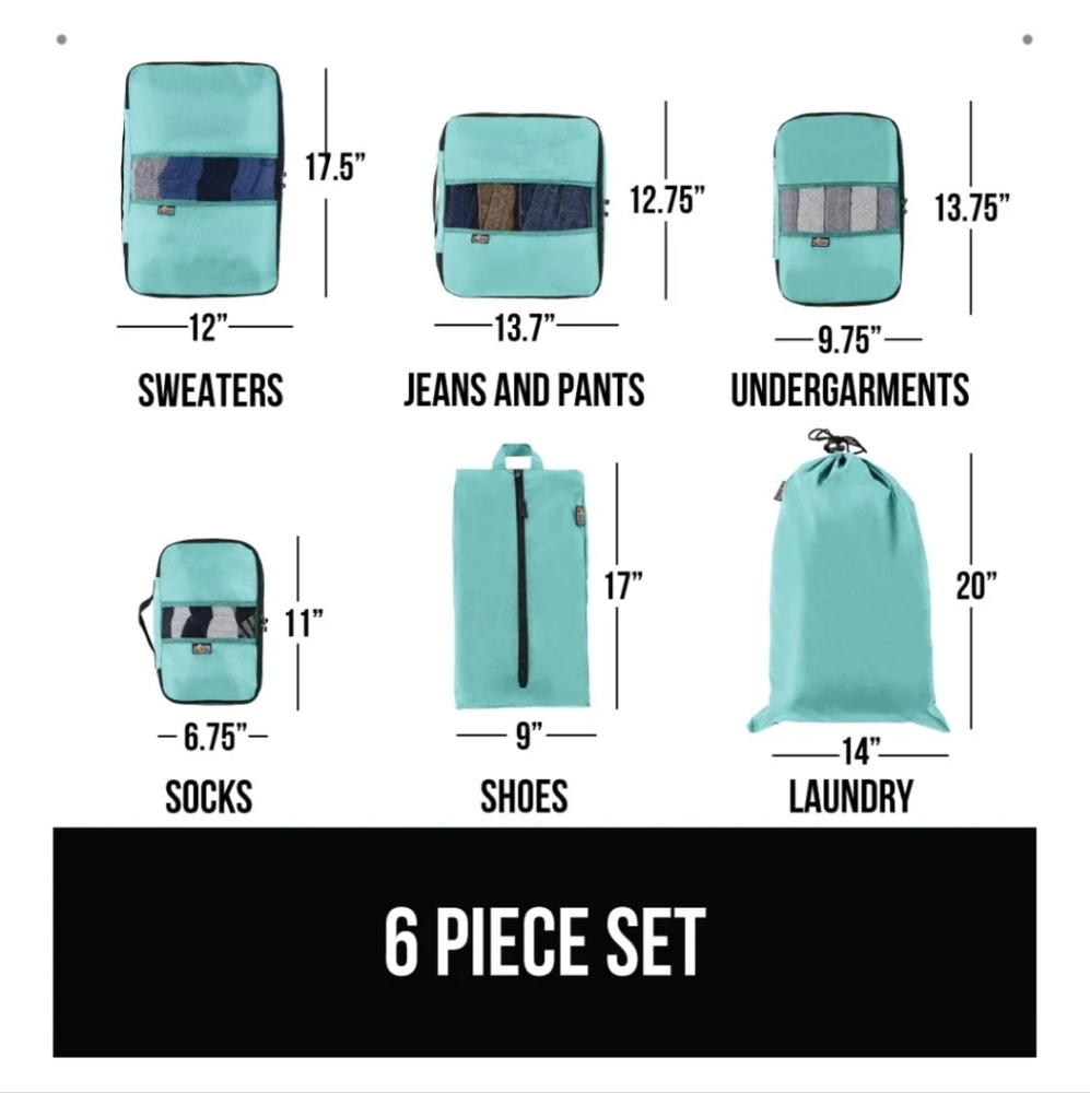 Turquoise Packing Cube Set - Picture 2 of 6